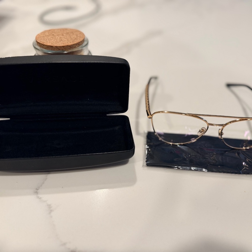 Versace Gold Frame Eyeglasses with Black Case